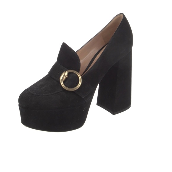 Gianvito Rossi Black Suede Round Toe Pumps Women's With Platform Size: US5.5 - Picture 2 of 5